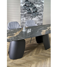 FORUM stół rozkładany, czarny marmur / czarny (3p1szt)