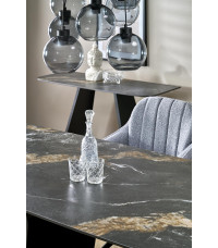 FORUM stół rozkładany, czarny marmur / czarny (3p1szt)