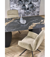 FORUM stół rozkładany, czarny marmur / czarny (3p1szt)