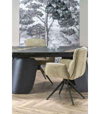 FORUM stół rozkładany, czarny marmur / czarny (3p1szt)