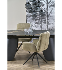 FORUM stół rozkładany, czarny marmur / czarny (3p1szt)