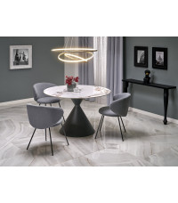 GARET stół okrągły, biały marmur / czarny (2p1szt)