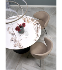 GARET stół okrągły, biały marmur / czarny (2p1szt)