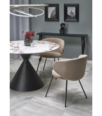 GARET stół okrągły, biały marmur / czarny (2p1szt)