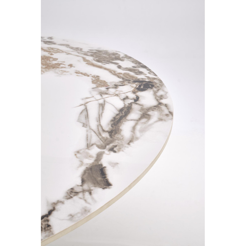 GARET stół okrągły, biały marmur / czarny (2p1szt)