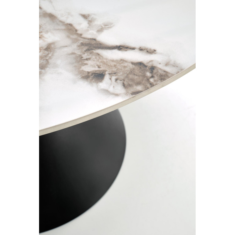 GARET stół okrągły, biały marmur / czarny (2p1szt)