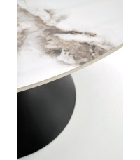 GARET stół okrągły, biały marmur / czarny (2p1szt)