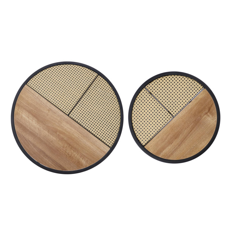 GARMINA zestaw 2 ław dąb złoty / czarny (2p1szt)