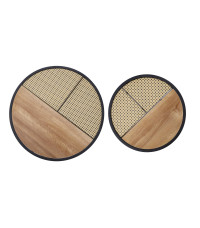 GARMINA zestaw 2 ław dąb złoty / czarny (2p1szt)