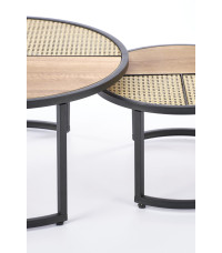 GARMINA zestaw 2 ław dąb złoty / czarny (2p1szt)