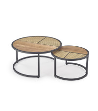 GARMINA zestaw 2 ław dąb złoty / czarny (2p1szt)