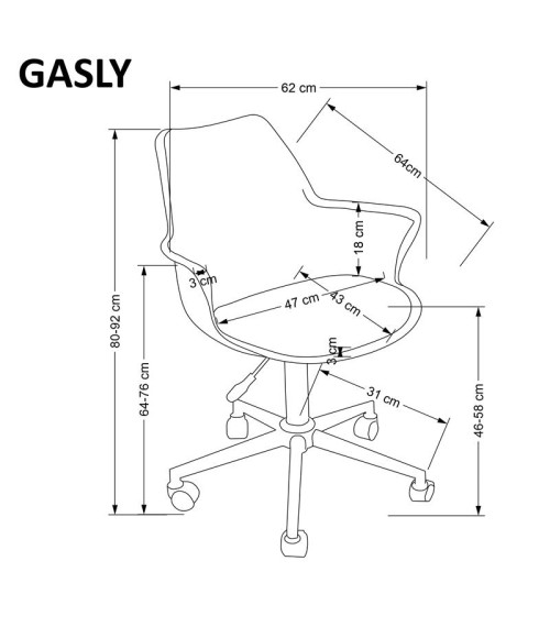 GASLY fotel młodzieżowy różowy (1p1szt)