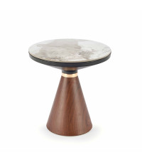 GENESIS_S ława biały marmur / orzechowy / złoty