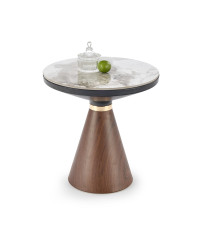 GENESIS_S ława biały marmur / orzechowy / złoty