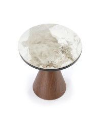 GENESIS_S ława biały marmur / orzechowy / złoty