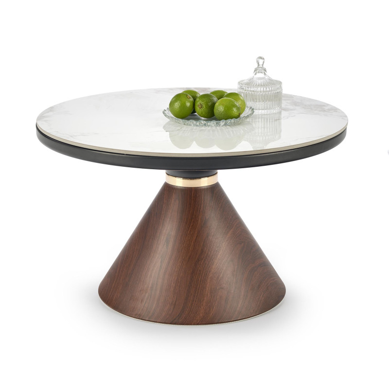 GENESIS ława biały marmur / orzechowy / złoty (2p1szt)