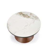 GENESIS ława biały marmur / orzechowy / złoty (2p1szt)