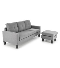 GERSON sofa z podnóżkiem popielaty (1p1szt)