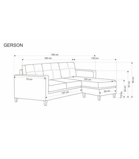 GERSON sofa z podnóżkiem popielaty (1p1szt)