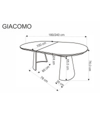 GIACOMO stół rozkładany, blat - naturalny, noga - czarny (2p1szt))