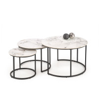 GILDA zestaw 3 ław, biały marmur / czarny (1p1set)