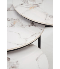 GILDA zestaw 3 ław, biały marmur / czarny (1p1set)