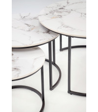 GILDA zestaw 3 ław, biały marmur / czarny (1p1set)