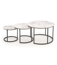 GILDA zestaw 3 ław, biały marmur / czarny (1p1set)