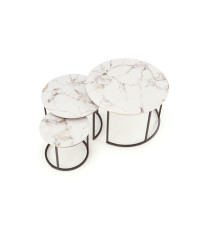 GILDA zestaw 3 ław, biały marmur / czarny (1p1set)