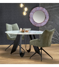 GIOVANI stół okrągły, blat - zielony marmur, nogi - czarny (2p1szt)