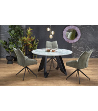 GIOVANI stół okrągły, blat - zielony marmur, nogi - czarny (2p1szt)