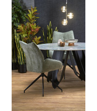 GIOVANI stół okrągły, blat - zielony marmur, nogi - czarny (2p1szt)