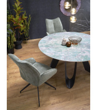 GIOVANI stół okrągły, blat - zielony marmur, nogi - czarny (2p1szt)