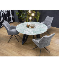 GIOVANI stół okrągły, blat - zielony marmur, nogi - czarny (2p1szt)