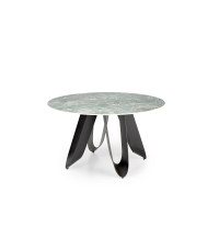 GIOVANI stół okrągły, blat - zielony marmur, nogi - czarny (2p1szt)