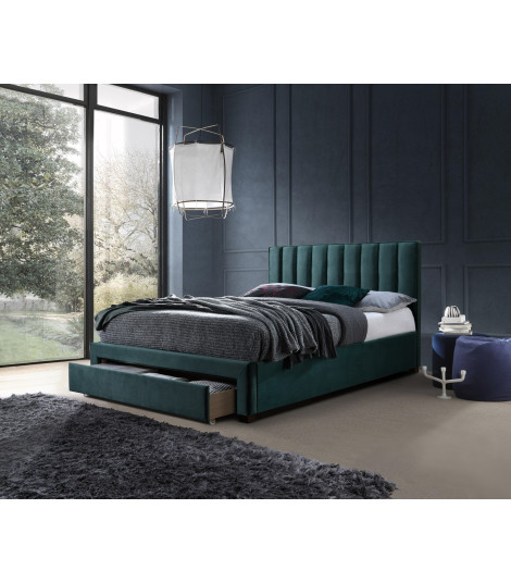 GRACE 140 łóżko z szufladami c. zielony velvet (3p1szt)