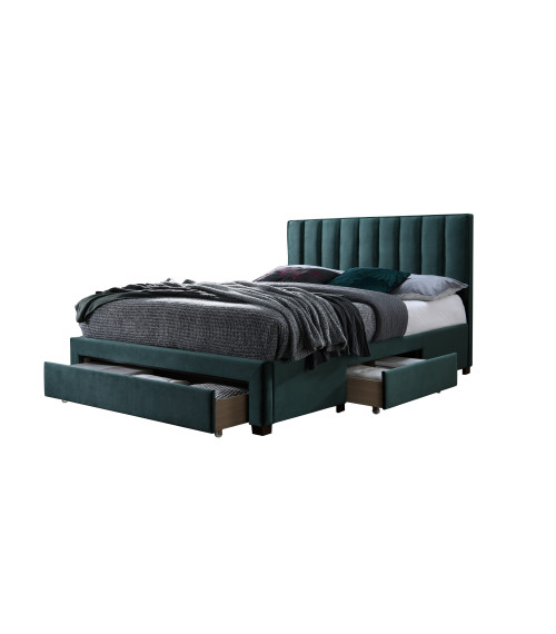 GRACE 140 łóżko z szufladami c. zielony velvet (3p1szt)