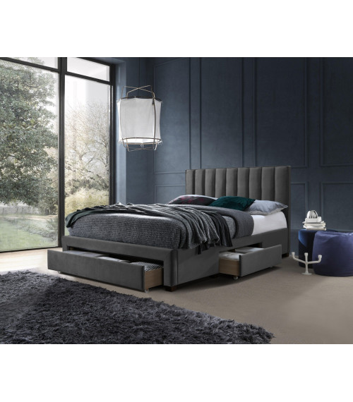 GRACE 140 łóżko z szufladami popiel velvet (3p1szt)
