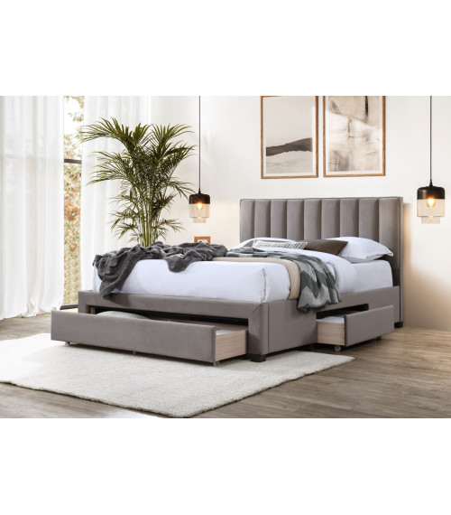 GRACE 160 łóżko z szufladami beżowy velvet (3p1szt)