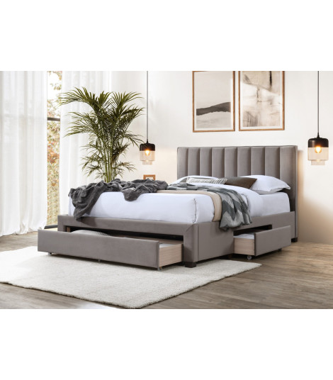 GRACE 160 łóżko z szufladami beżowy velvet (3p1szt)
