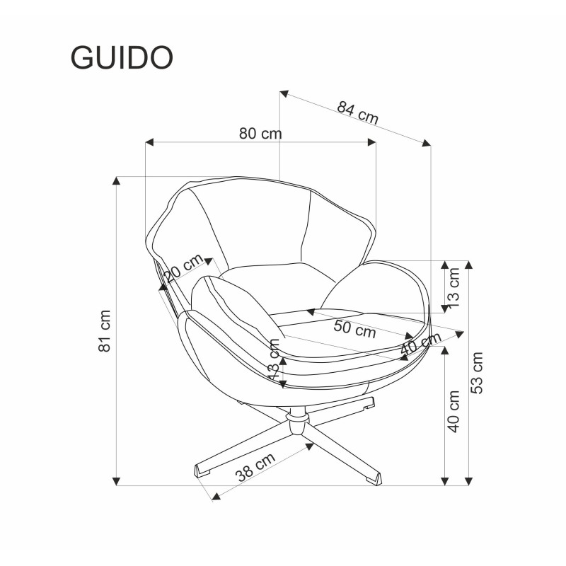 GUIDO fotel wypoczynkowy popielaty (1p1szt)