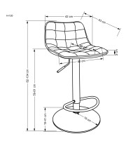 H120 hoker nogi - złote, siedzisko - ciemny popiel (1p1szt)