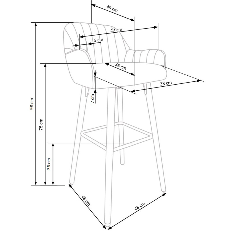H93 hoker nogi - orzech, tapicerka - ciemny popiel (1p1szt)