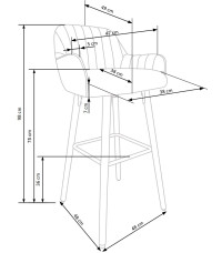 H93 hoker nogi - orzech, tapicerka - ciemny popiel (1p1szt)