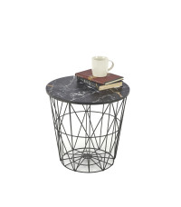 HARISSA_B ława stelaż - czarny, blat - czarny marmur (2p8szt)