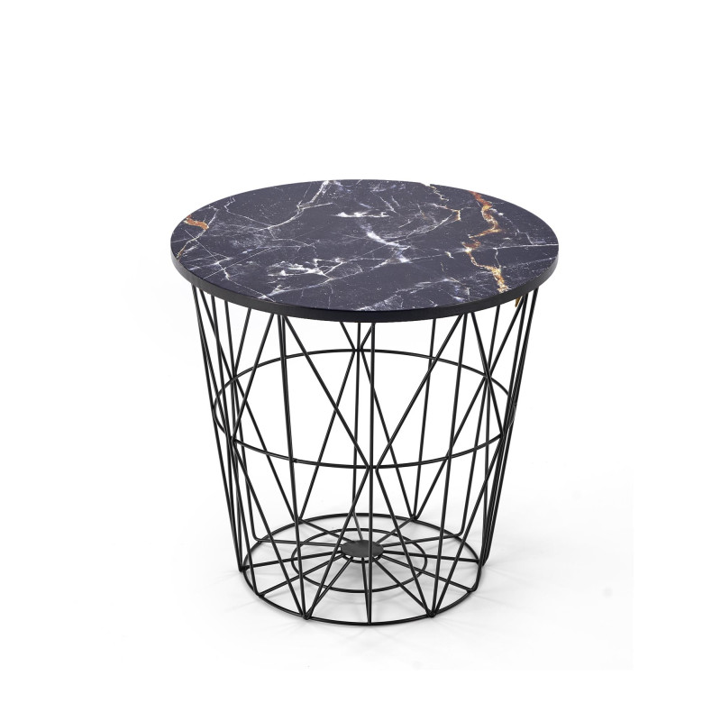 HARISSA_B ława stelaż - czarny, blat - czarny marmur (2p8szt)