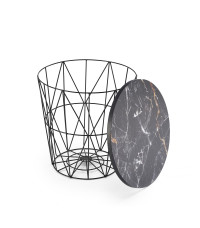 HARISSA_B ława stelaż - czarny, blat - czarny marmur (2p8szt)