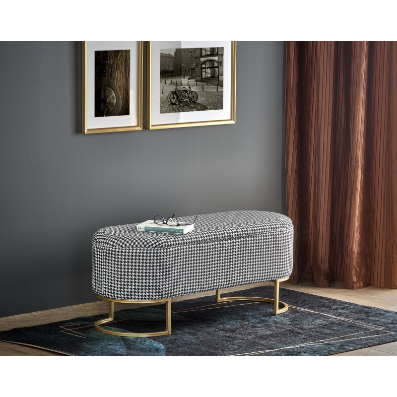 HARMONY ławka z funkcją pojemnika, czarny / biały / złoty (1p1szt)