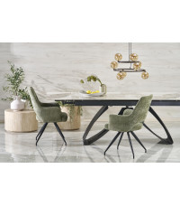 HILARIO stół rozkładany, blat - biały marmur, nogi - czarny (3p1szt)