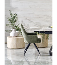 HILARIO stół rozkładany, blat - biały marmur, nogi - czarny (3p1szt)